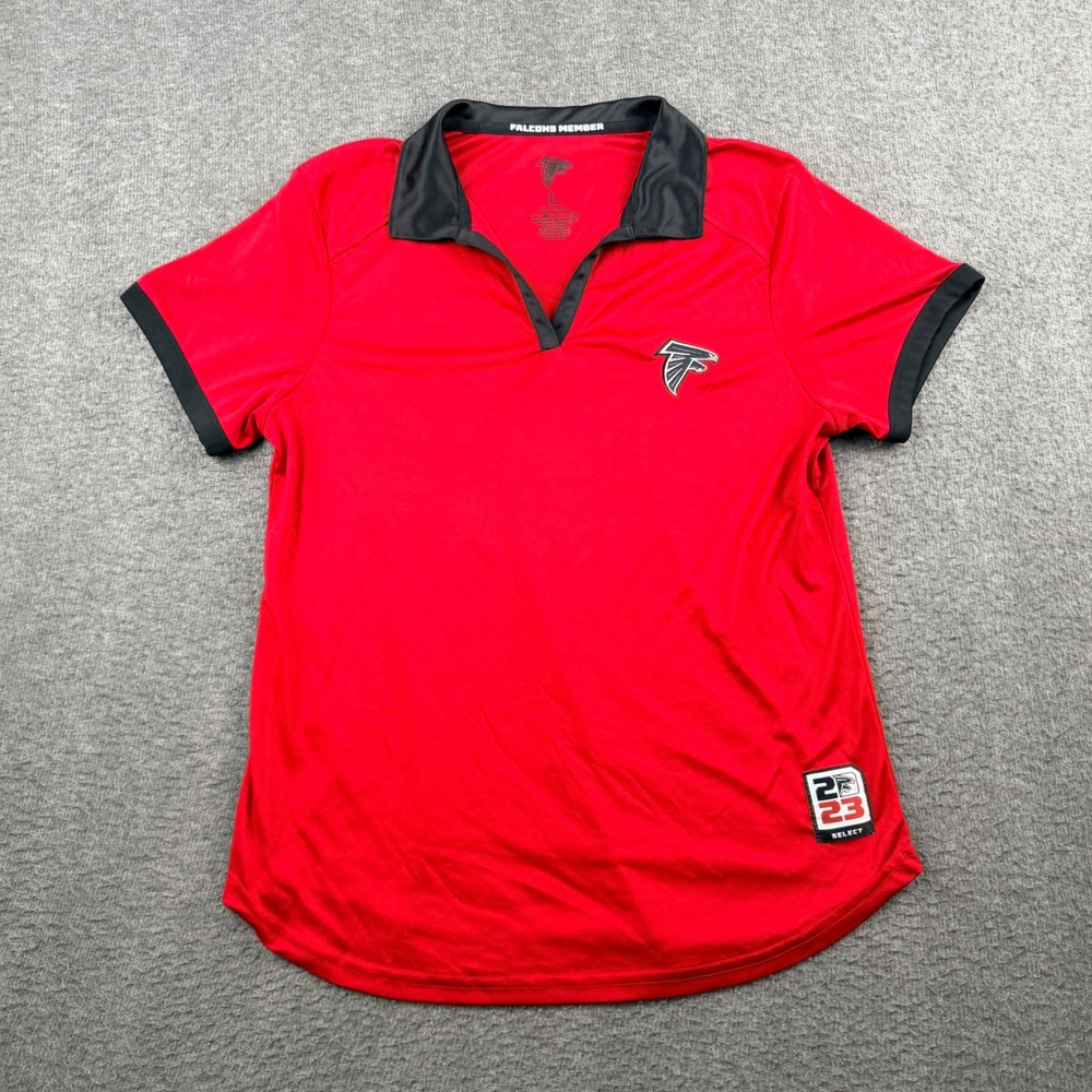 NFL Atlanta Falcons Member Women's L Large Red V-Neck Polo Shirt 23 Select